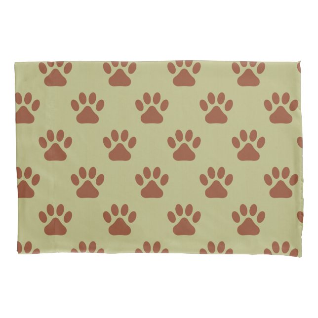 Brown dog paw prints pattern pillow case (Front)