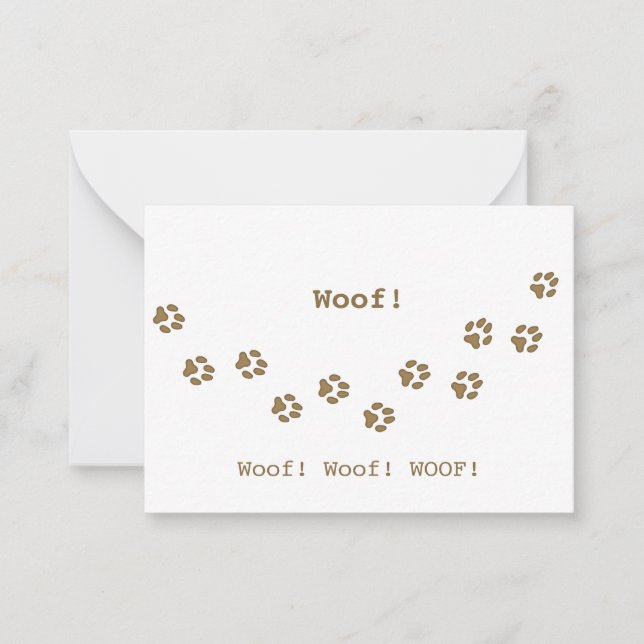 Brown Dog Paw Prints Pet Owner's Cute Personalized Note Card (Front)