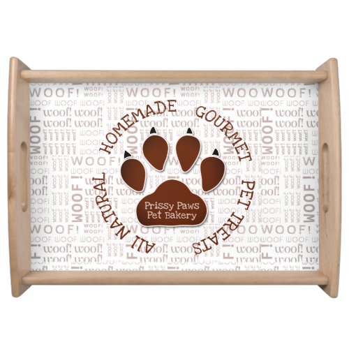 Brown Dog Paw with Business Name Serving Tray
