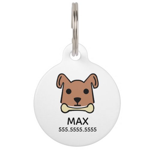 Brown Dog Personalized Pet Details  QR Code Pet ID Tag