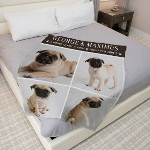 Brown Dog Photo Paw Prints Quote Blanket