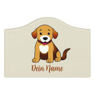 Brown Dog, sitting - Door Sign