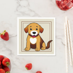 Brown dog sitting -  napkins