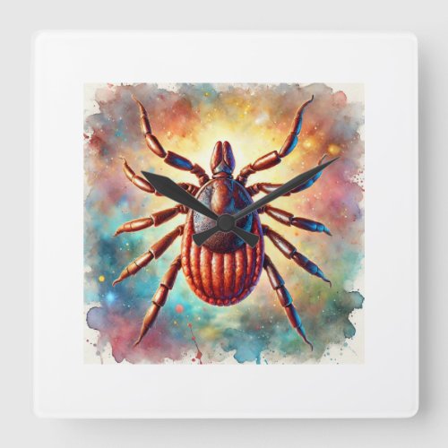 Brown Dog Tick 080724AREF111 _ Watercolor Square Wall Clock