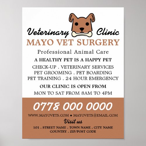 Brown Dog Veterinarian Veterinary Service Poster