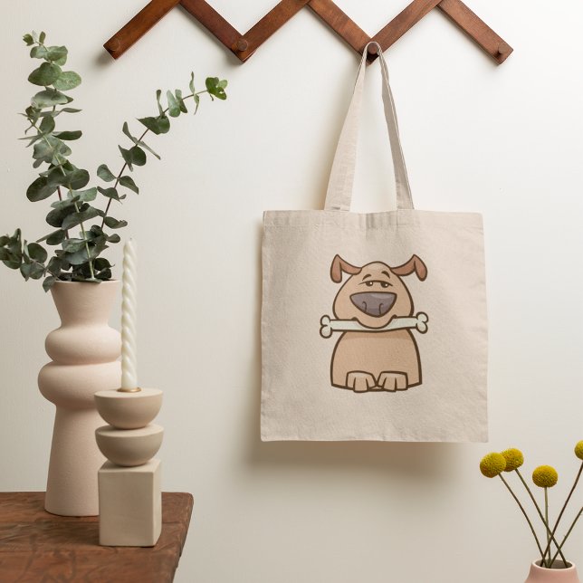 Brown Dog With A Bone Tote Bag (Creator Uploaded)