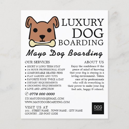 Brown Dog with Bone Dog Boarding Advertising Flyer