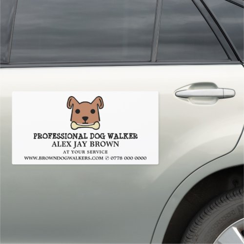 Brown Dog with Bone Dog Walker Advertising Car Magnet