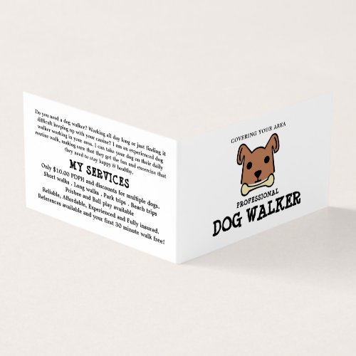 Brown Dog with Bone Dog Walker Detailed Business Card
