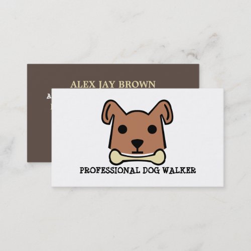 Brown Dog with Bone Dog Walker Service Business Card