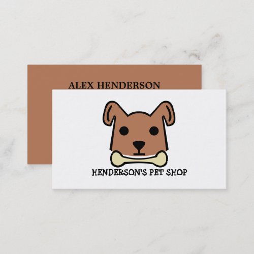 Brown Dog with Bone Pet Store  Groomers Business Card