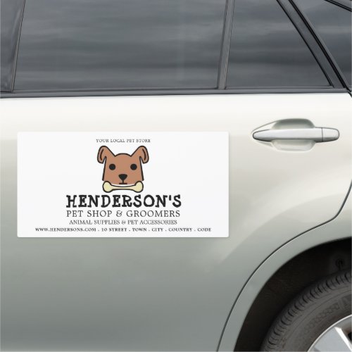 Brown Dog with Bone Pet Store  Groomers Car Magnet