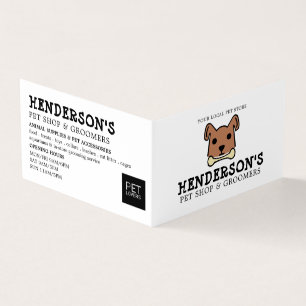 Brown Dog with Bone, Pet Store & Groomers Detailed Business Card