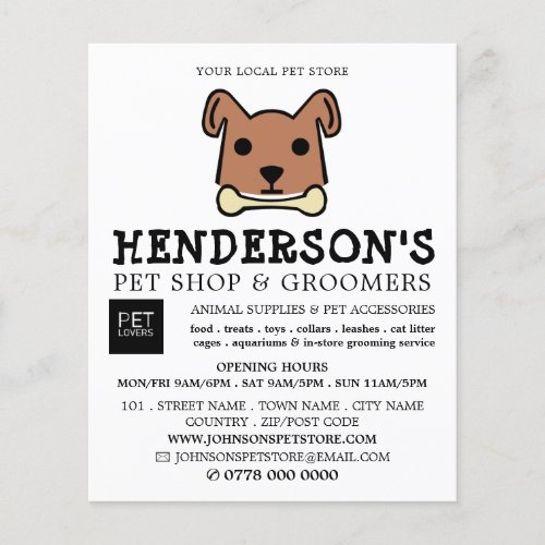 Brown Dog with Bone Pet Store  Groomers Flyer