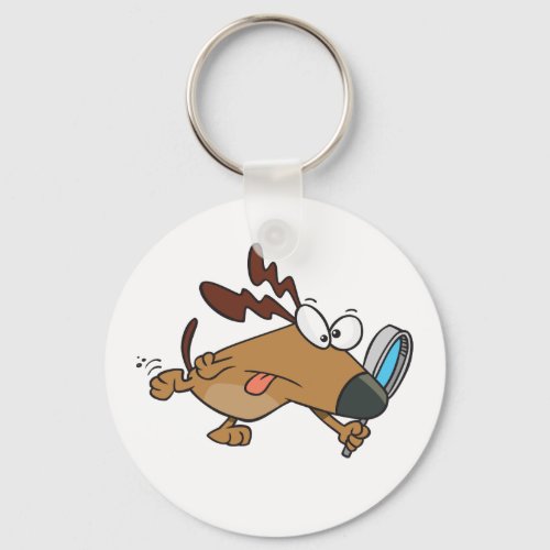 Brown Dog With Magnifying Glass Keychain