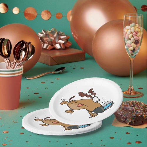 Brown Dog With Magnifying Glass Paper Plates