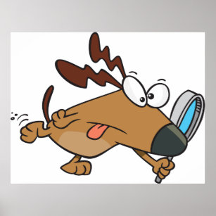 Brown Dog With Magnifying Glass Poster