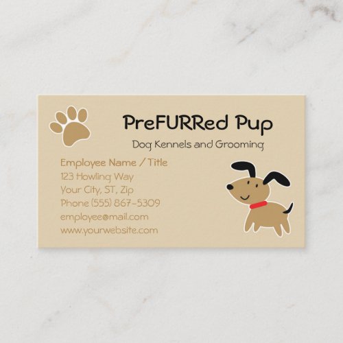 Brown Dog with Paw Print and Bone Business Card