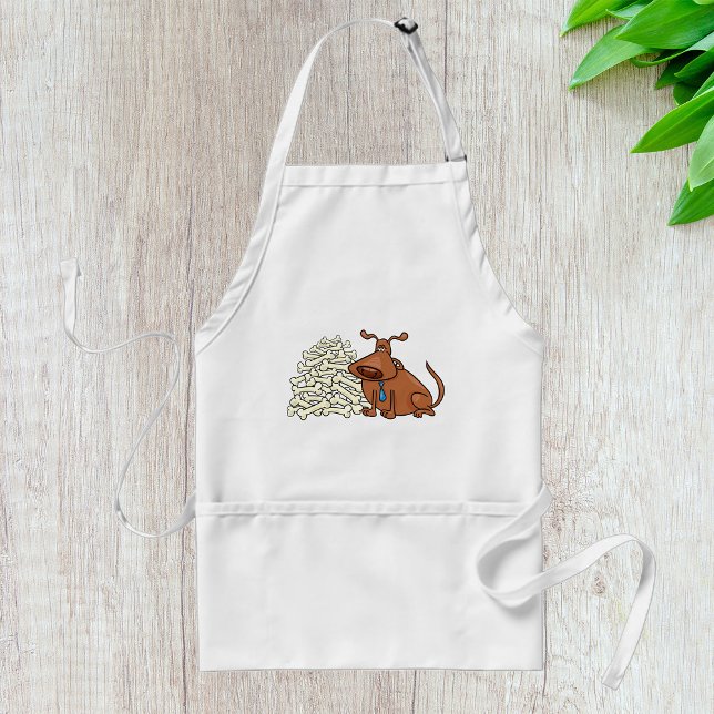 Brown Dog with Pile of Bones Cute Pet Adult Apron (Creator Uploaded)