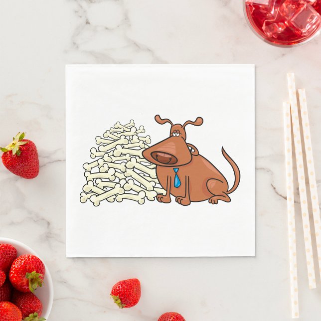 Brown Dog with Pile of Bones Cute Pet Napkins (Creator Uploaded)