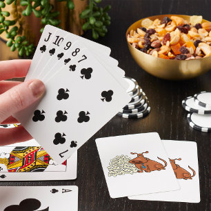 Brown Dog with Pile of Bones Cute Pet Poker Cards
