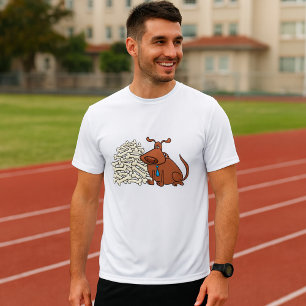 Brown Dog with Pile of Bones Cute Pet T-Shirt
