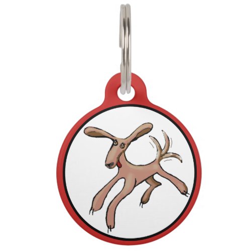 Brown dog with wagging tail pet ID tag