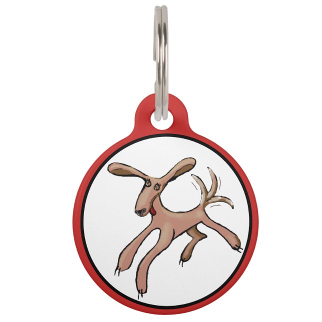 Brown dog with wagging tail pet ID tag (Front)