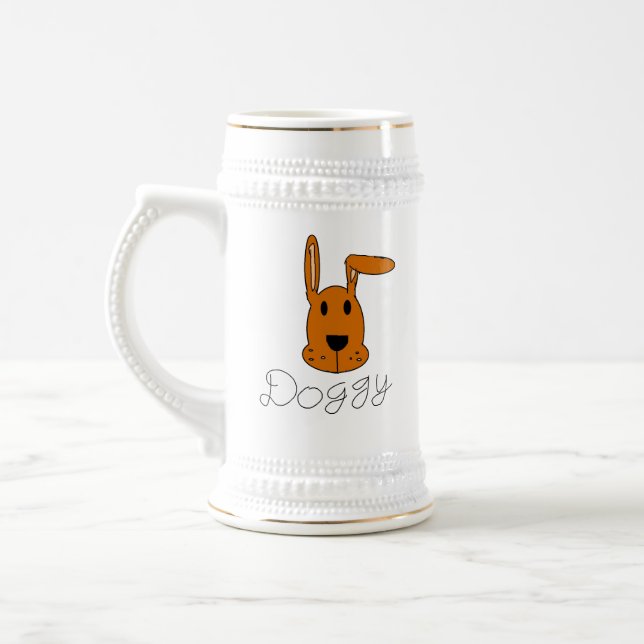Brown doggy on beer stein (Left)