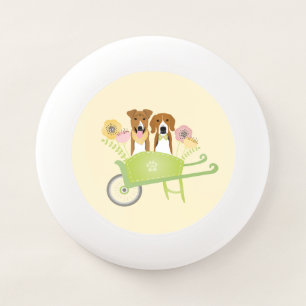 Brown Dogs In Wheelbarrow Spring Flowers Wham-O Frisbee