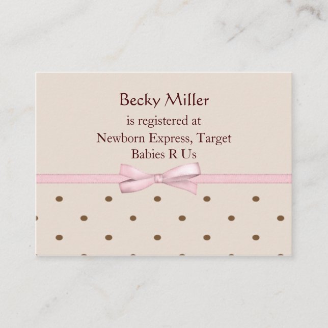 Brown Dots Baby Shower Registry Cards (Front)