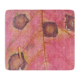 Brown Dotted Red Fall Leaf Cutting Board