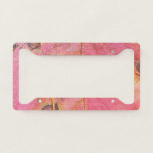 Brown Dotted Red Fall Leaf License Plate Frame