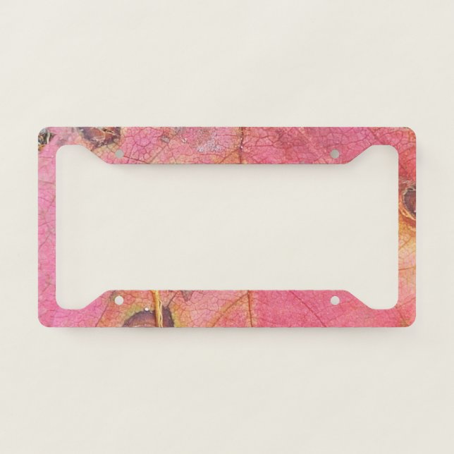Brown Dotted Red Fall Leaf  License Plate Frame (Front)
