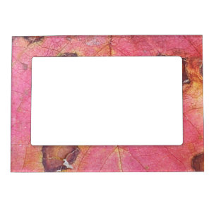 Brown Dotted Red Fall Leaf Magnetic Frame