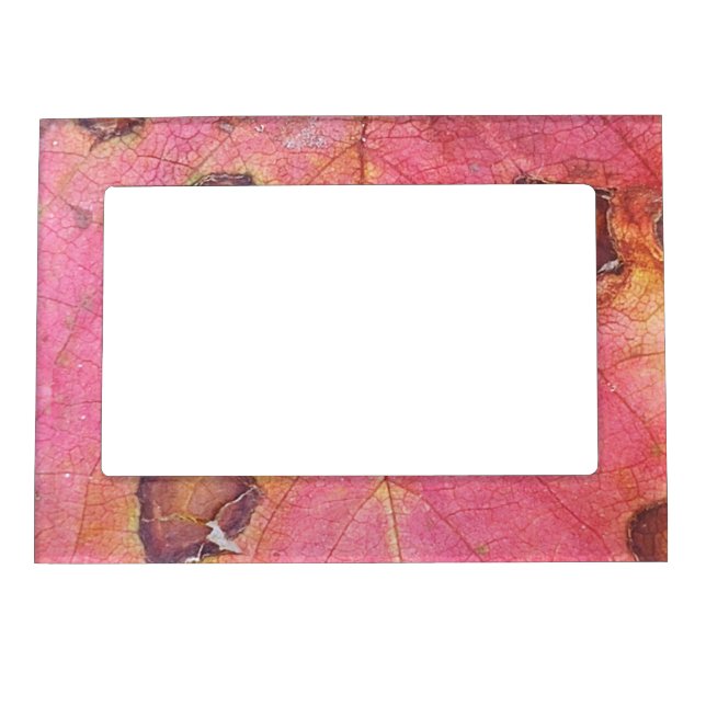 Brown Dotted Red Fall Leaf  Magnetic Frame (Front)
