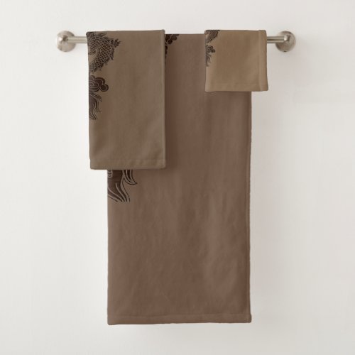 Brown Dragon Bath Towel Set