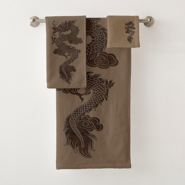 Brown Dragon Bath Towel Set (Insitu)
