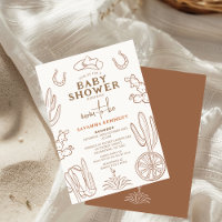 Brown Drawn Western Cowgirl Baby Shower
