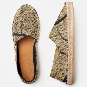 Brown dry land cracked earth drought texture espadrilles