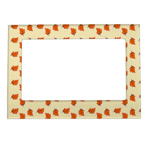 Brown dry leaves pattern magnetic frame