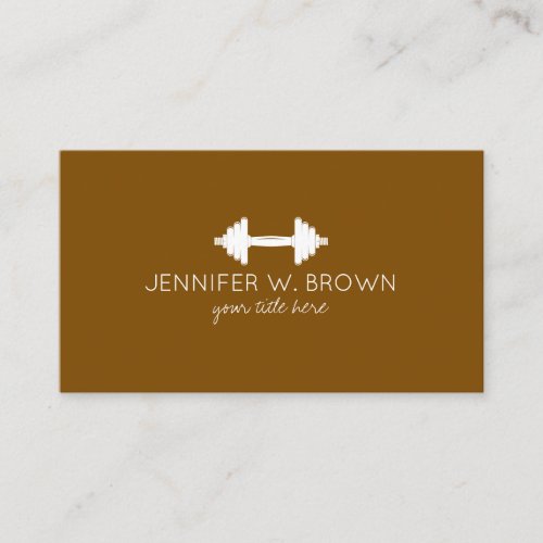 Brown Dumbbell Fitness Personal Trainer Coach Business Card