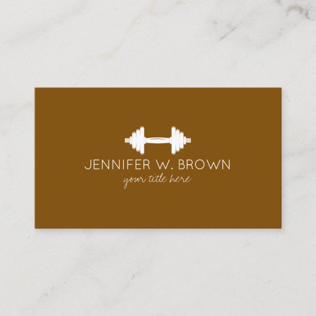 Brown Dumbbell Fitness Personal Trainer Coach Business Card