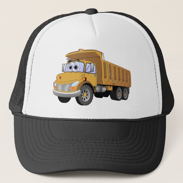 Brown Dump Truck Cartoon Trucker Hat (Front)