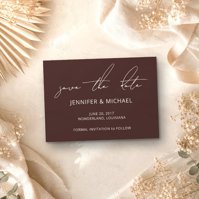 Brown Dust Wedding Custom Photo Calligraphy Save The Date