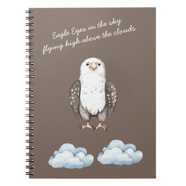 Brown Eagle Bird Clouds Poem Notebook (Front)