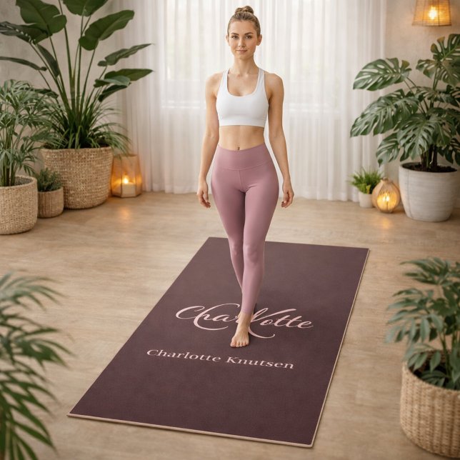 Brown earth clay monogram initials name yoga mat (Creator Uploaded)