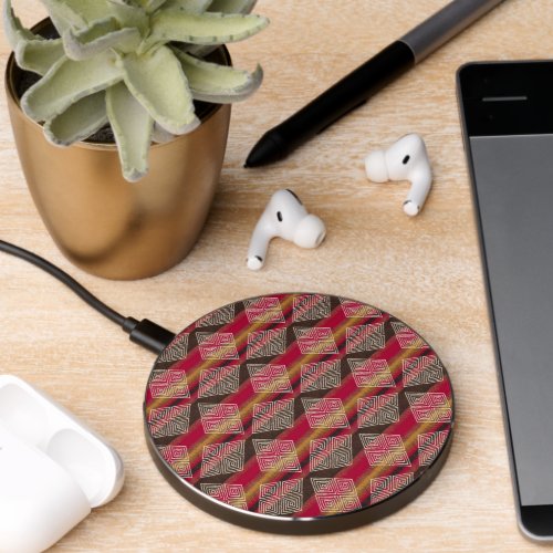 Brown Earth Mud Cloth Style Beautiful Wireless Charger
