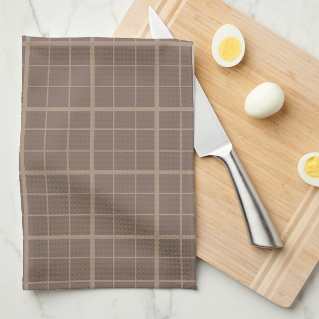 Brown Earth Tone Windowpane Check  Kitchen Towel (Quarter Fold)