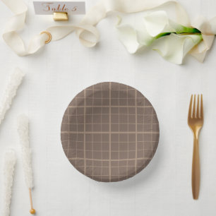 Brown Earth Tone Windowpane Check Paper Bowls